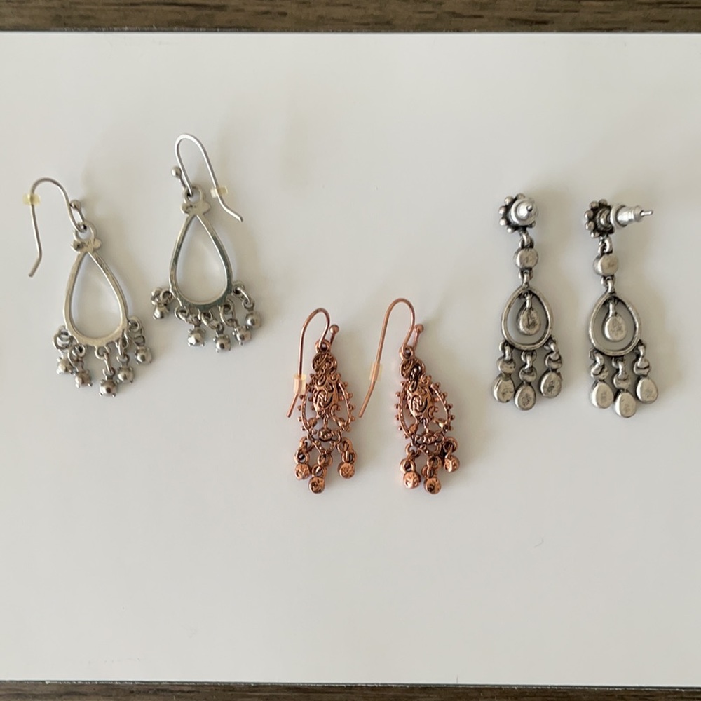 Set of 3 Pairs of Dangling Fashion Earrings - Picture 2 of 6
